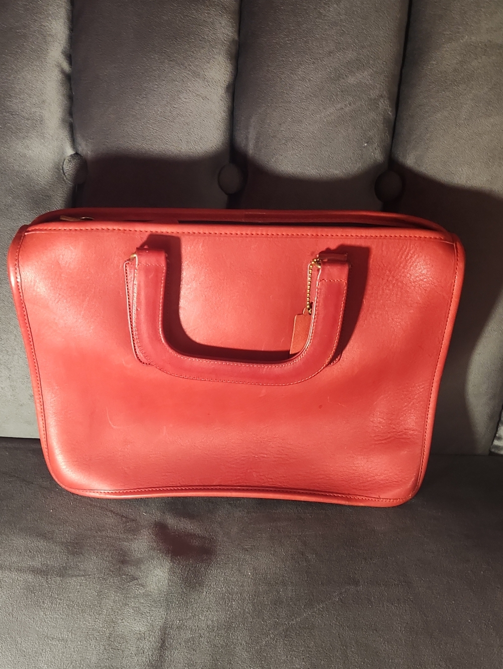 Vintage Coach Red Leather Satchel with Top Handles